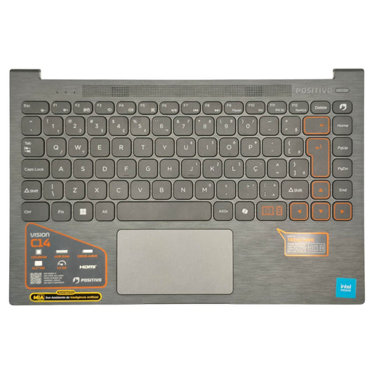 Carcaça Palmrest Teclado PT-BR Positivo Vision C14 C4128A-14 Placa Power Separada