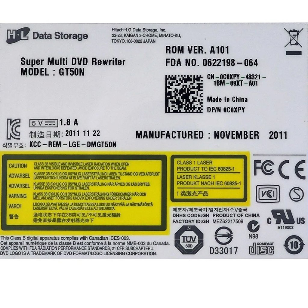 Gravador Dvd Notebook Dell Latitude E5420 12mm Gt50n
