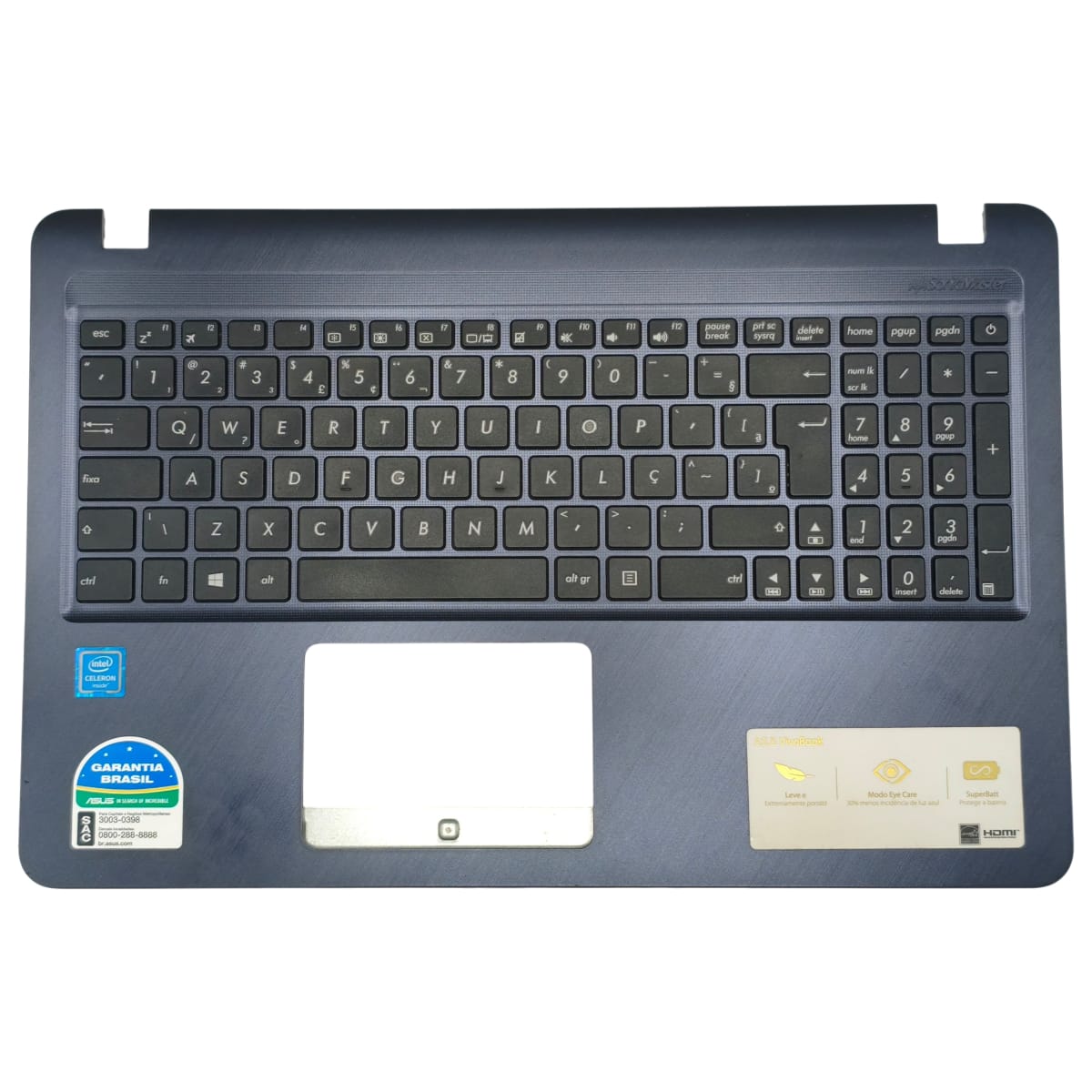 Carcaça Base Com Teclado Pt-br Notebook Asus X543m X543n Sem touchpad Azul Escuro