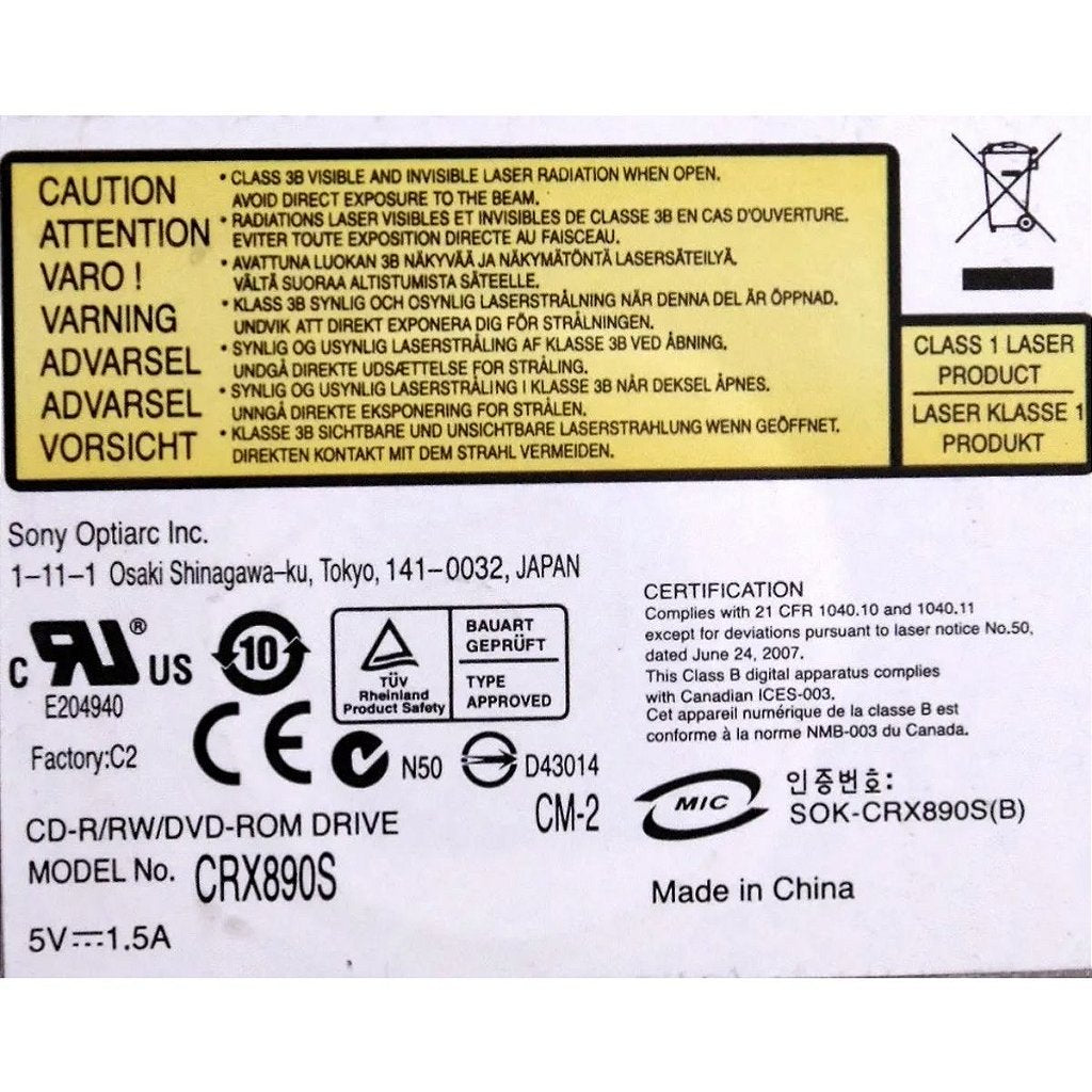 Gravador E Leitor Dvd Para Notebook Emachines D525 D725 Model Crx890s