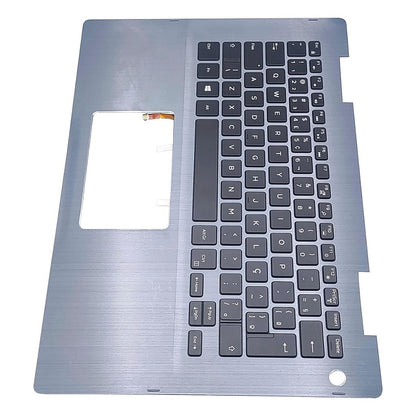 Carcaça Base Superior Com Teclado Retro Iluminado Para Notebook Dell Inspiron 5482 Cinza Azulado Escovado