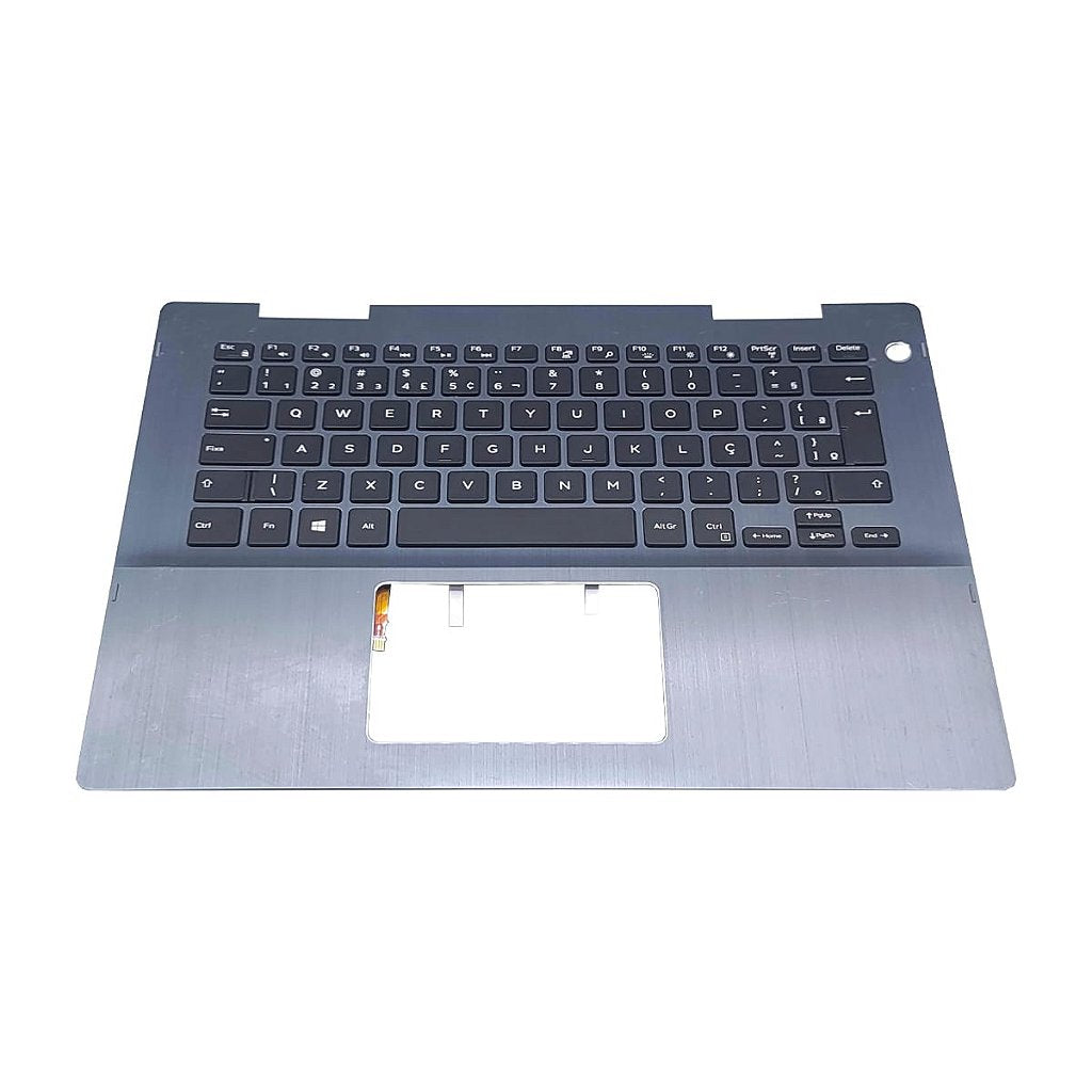 Carcaça Base Superior Com Teclado Retro Iluminado Para Notebook Dell Inspiron 5482 Cinza Azulado Escovado