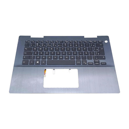 Carcaça Base Superior Com Teclado Retro Iluminado Para Notebook Dell Inspiron 5482 Cinza Azulado Escovado